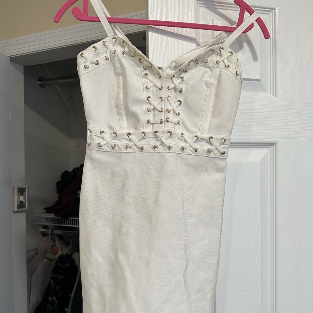 Wow Couture White Lace Detail Bodycon Dress